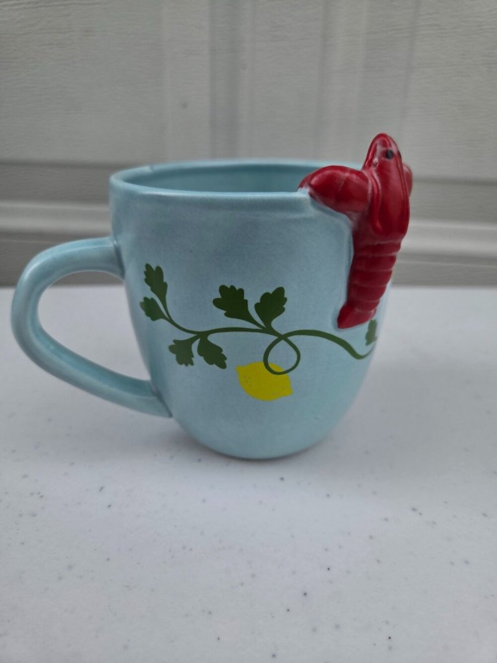 Urban Outfitters Peeking Lobster Mug With Lemon Design Ceramic 12oz Dishwasher &